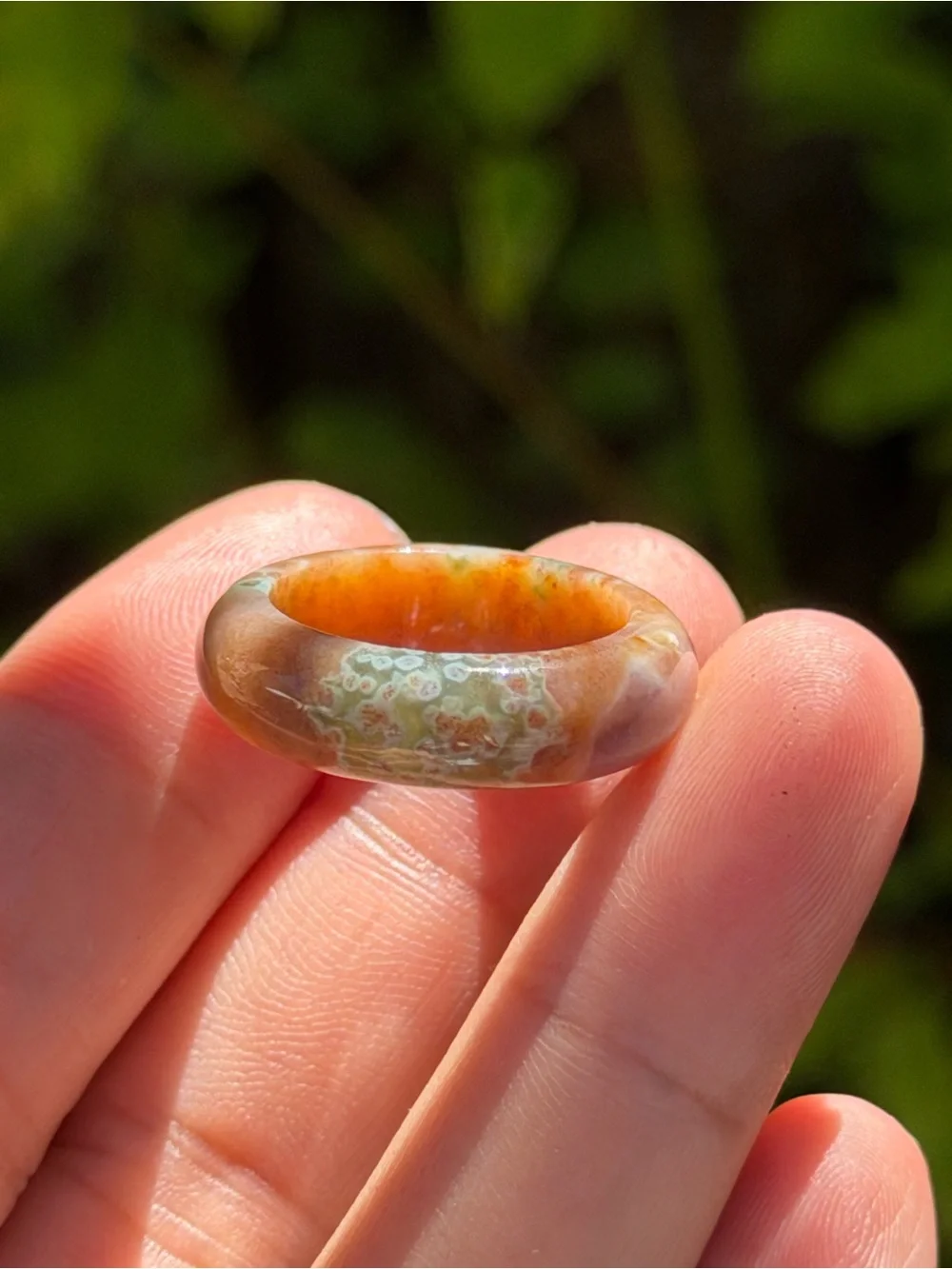 Size 7.5 pink ocean jasper ring 1649